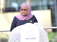 Mheshimiwa Rais Samia akihutubia kwenye Siku ya Kitaifa ya Tanzania katika Maonesho ya Dubai Expo 2020 tarehe 26 Februari, 2022