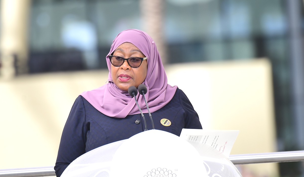 Mheshimiwa Rais Samia akihutubia kwenye Siku ya Kitaifa ya Tanzania katika Maonesho ya Dubai Expo 2020 tarehe 26 Februari, 2022